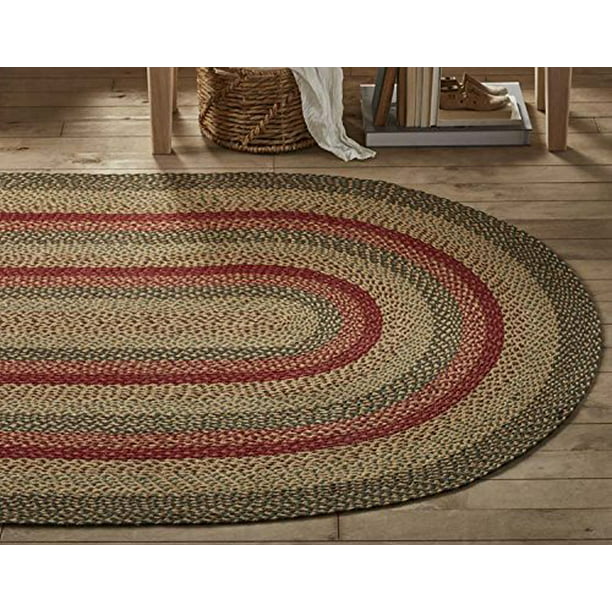 Door Christmas Decorations Country Style Oval Braided Floor Rug Mat 18" x 30"